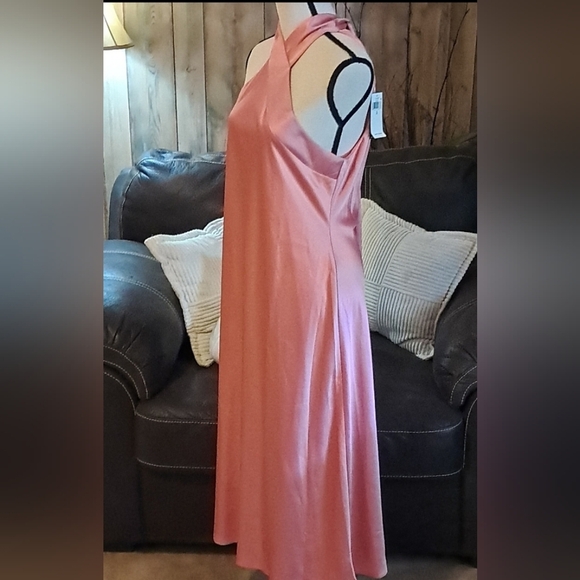 Ralph Lauren Satin Charmeuse Cocktail Dress Poolside Rose Size 12 - Picture 3 of 10